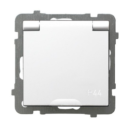 Ospel as GPH-1GS/m/00/w Gniazdo bryzgoszczelne z uziemieniem schuko IP-44 wieczko w kolorze wyrobu