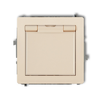 KARLIK DECO 1DGPB-1sp Gniazdo bryzgoszczelne z uziemieniem SCHUKO 2P+Z (klapka beżowa