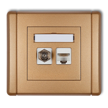 KARLIK FLEXI 8FGFK-1  Gniazdo antenowe poj. typu F (SAT) +  Gniazdo komp. poj. 1xRJ45