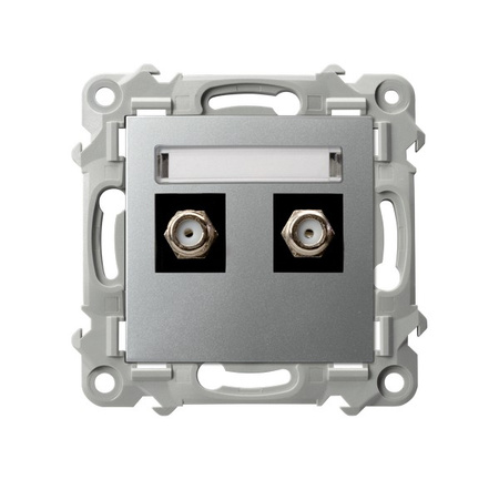 OSPEL SZAFIR GPA-2ZF/m/18 Gniazdo antenowe typu F podwójne srebro