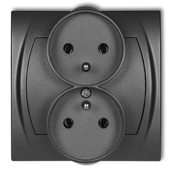 KARLIK LOGO 11LGPR-2z  Gniazdo podwójne do ramki poziomej z uziemieniem 2x(2P+Z) (bez przesłon torów prądowych)