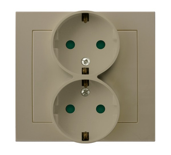 OSPEL KIER GP-2WSP/01 Gniazdo podwójne schuko z przesłonami satyna beż