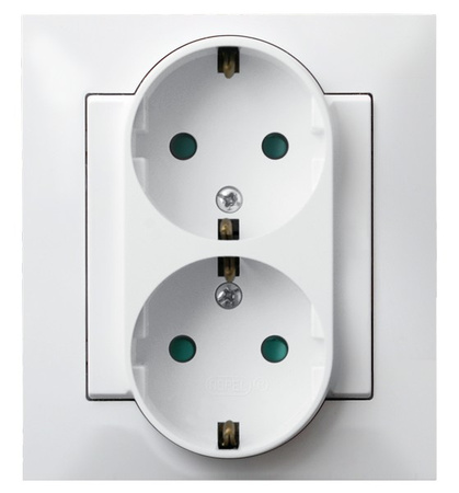 OSPEL IMPRESJA GP-2YSP/00 Gniazdo podwójne schuko przesłłony, kompletne