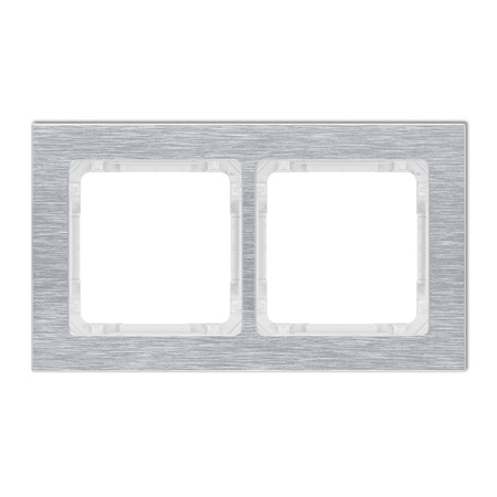 KARLIK DECO 7-0-DRA-2 Ramka uniwersalna podwójna - aluminium szczotkowane (ramka: srebrna; spód: biały)
