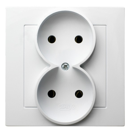 Ospel as GP-2G/00 Gniazdo podwójne kompletne z ramką
