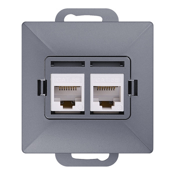 Gniazdo 2xRJ45 Cat5 Pearl, RJ45-5CAT/P2, antracyt