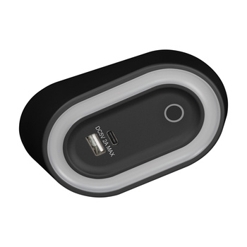 AGRA lampka podszafkowa LED 2,5W, 80lm, 4000K, z włącznikiem bezdotykowym i funkcją ładowania USB A+C, czarna