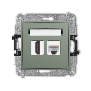 KARLIK MINI 61MGHK Mechanizm gniazda pojedynczego HDMI 2.0, 4K + gniazda komp. poj. 1xRJ45, kat. 5e, 8-stykowy