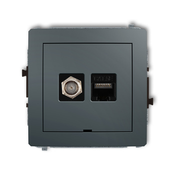 KARLIK DECO 28DGFKBO-1  Gniazdo antenowe pojedyńcze typu F (SAT) + gniazda komp. poj. 1xRJ45