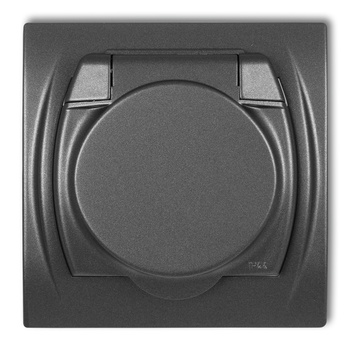 KARLIK LOGO 11LGPB-1s Gniazdo bryzgoszczelne z uziemieniem SCHUKO 2P+Z (klapka grafitowa, bez przesłon torów prądowych)