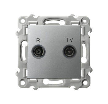 OSPEL SZAFIR GPA-16ZP/m/18 Gniazdo RTV przelotowe 16-dB srebro