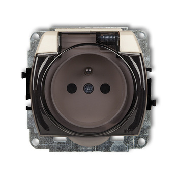 KARLIK TREND 1GPB-1zd Mechanizm gniazda bryzgoszczelnego z uziemieniem 2P+Z (klapka dymna, bez przesłon torów prądowych)