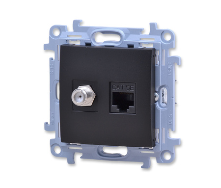 Kontakt Simon 10 casfrj445.01/49 Gniazdo antenowe typu f + komputerowe typ rj45 kat. 5