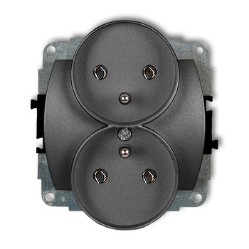KARLIK TREND 11GPR-2z Mechanizm gniazda podwójnego do ramki poziomej z uziemieniem 2x(2P+Z) (bez przesłon torów prądowych)