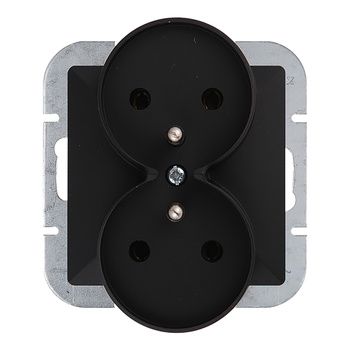 Gniazdo podwójne p/t 2x2P+Z Pearl, 16A, 250V, PT-6 PR, czarny
