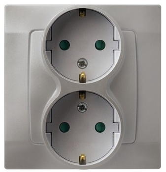 OSPEL KARO GP-2SSP/43 Gniazdo podwójne schuko, przesłony, kompletne