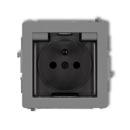 KARLIK DECO 27DGPB-1zdp Gniazdo bryzgoszczelne z uziemieniem 2P+Z (klapka dymna