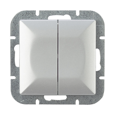 Łącznik p/t świecznikowy Pearl, 10A, 250V, WP-2P, srebrny