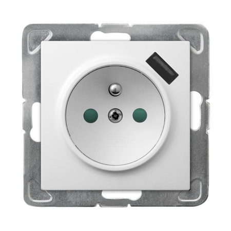 OSPEL IMPRESJA GP-1YZPUSB/m/00 Gniazdo z/u z przesłonami, ładowarka USB