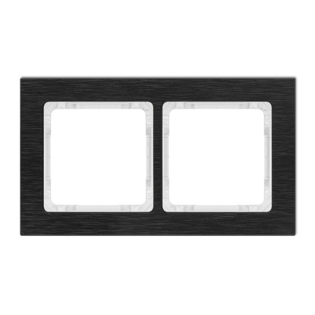 KARLIK DECO 12-0-DRA-2 Ramka uniwersalna podwójna - aluminium szczotkowane (ramka: czarna; spód: biały)
