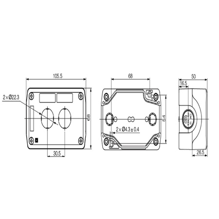 VCX KASETA sterownicza F87 2 OTWORY obudowa
