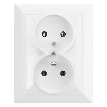 Gniazdo podwójne p/t 2x2P+Z Pearl, 16A, 250V, PT-6 P, biały