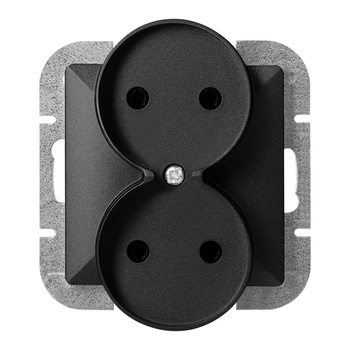 Gniazdo podwójne p/t 2x2P Pearl, 16A, 250V, PT-5PR, czarny