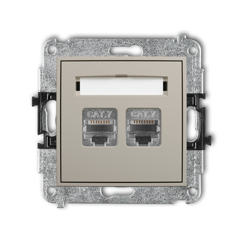 KARLIK MINI 60MGK-10 Mechanizm gniazda komputerowego podwójnego 2xRJ45, kat. 7, ekranowany, 8-stykowy