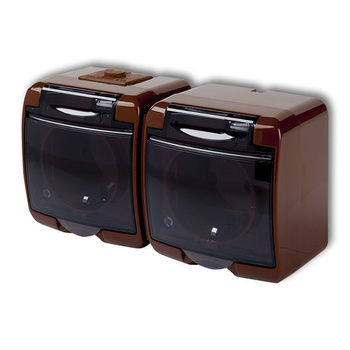 KARLIK JUNIOR 4GHE-2sd  Gniazdo podwójne z uziemieniem SCHUKO 2x(2P+Z) (klapka dymna; bez przesłon)