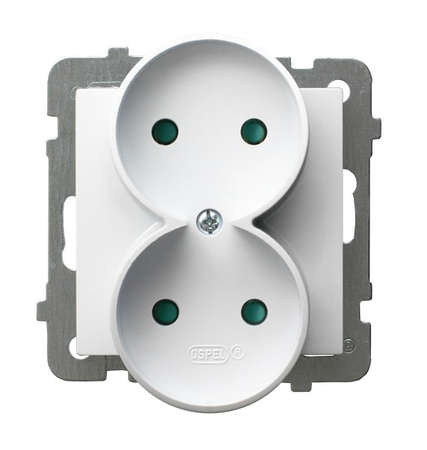 Ospel as GP-2GRP/m/00 Gniazdo podwójne z przesłonami torów prądowych, moduł bez ramki