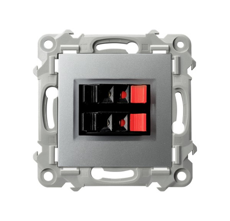 OSPEL SZAFIR GG-2Z/m/18 Gniazdo głośnikowe podwójne srebro