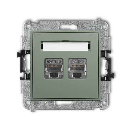 KARLIK MINI 61MGK-6 Mechanizm gniazda komputerowego podwójnego 2xRJ45, kat. 6, ekranowany, 8-stykowy