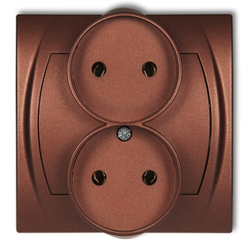 KARLIK LOGO 9LGPR-2  Gniazdo podwójne do ramki poziomej bez uziemienia 2x2P (bez przesłon torów prądowych)