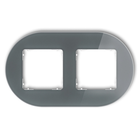 KARLIK ICON 28-0-IRSO-2 Ramka uniwersalna podwójna okrągła - efekt szkła (ramka: grafitowa; spód: biały)