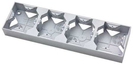 OSPEL IMPRESJA PNP-4Y/18 Puszka instalacyjna poczwórna srebro