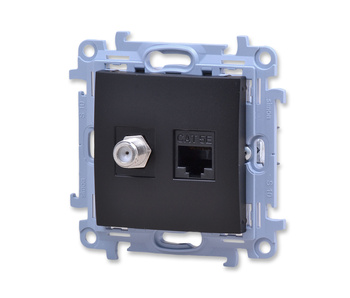 Kontakt Simon 10 casfrj445.01/49 Gniazdo antenowe typu f + komputerowe typ rj45 kat. 5