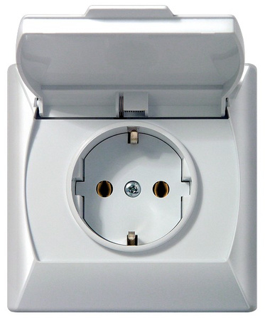 OSPEL AKCENT GPH-1AS/00/w Gniazdo bryzgoszczelne schuko IP-44 biały