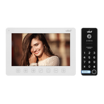 Zestaw wideodomofonowy, bezsłuchawkowy, kolor, LCD 7", menu OSD, sterowanie bramą, z szyfratorem i RFID, biały, ALCOR