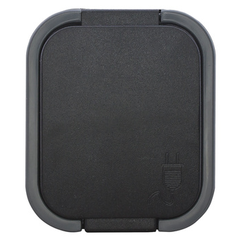 Gniazdo pojedyncze n/t 2P+Z, bryzgoszczelne z klapką B2, IP54, NT-16B2, szary/czarny