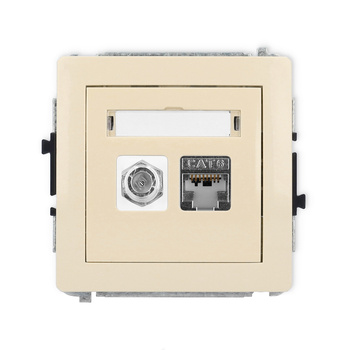 KARLIK DECO 1DGFK-5  Gniazdo antenowe pojedyńcze typu F (SAT) + gniazda komp. poj. 1xRJ45