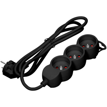 Przedłużacz 3x2P+Z,1,4m, 3x1mm², czarny