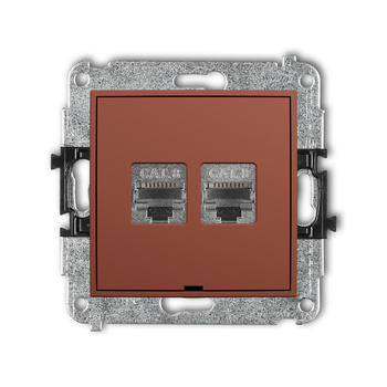 KARLIK ICON 63IGKBO-12 Mechanizm gniazda komputerowego podwójnego 2xRJ45, kat. 8, ekranowany, 8-stykowy, bez pola opisowego