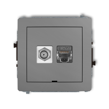 KARLIK DECO 27DGFKBO-5  Gniazdo antenowe pojedyńcze typu F (SAT) + gniazda komp. poj. 1xRJ45