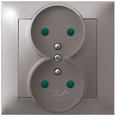 OSPEL IMPRESJA GP-2YZP/23 Gniazdo podwójne z/u, przesłłony, kompletne