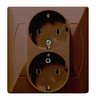 OSPEL AKCENT GP-2as/24 Gniazdo podwójne z uziemieniem schuko brąz