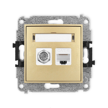 KARLIK ICON 29IGFK-3  Gniazdo antenowe pojedyńcze typu F (SAT) + gniazda komp. poj. 1xRJ45