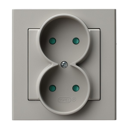 OSPEL SONATA GP-2RP/82 Gniazdo podwójne z przesłonami kompletne z ramką