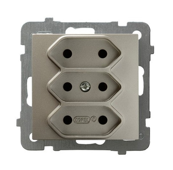 OSPEL AS GP-3G/m/45 Gniazdo potrójne EURO satyna light