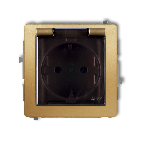 KARLIK DECO 29DGPB-1sdp  Gniazdo bryzgoszczelne z uziemieniem SCHUKO 2P+Z (klapka dymna