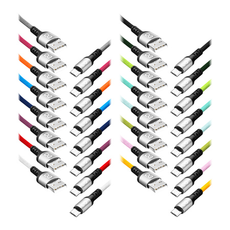 EXC Mobile kabel USB - micro USB BRAID, 1.2M, 2.4A, szybkie ładowanie, kolor mix